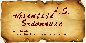 Aksentije Srdanović vizit kartica